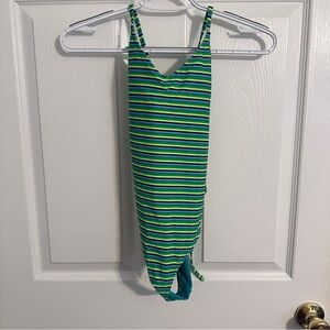 Bright Striped Green and Blue Swimsuit
